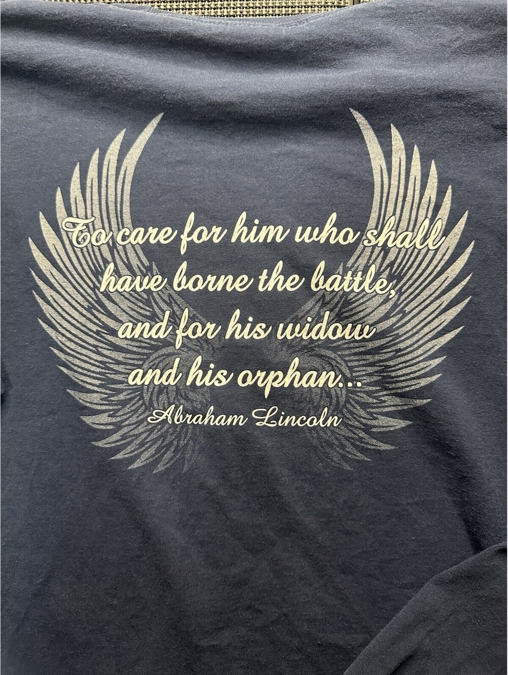 Y2K VA Long Sleeve Tee XL Navy Angel Wings Patriotic Graphic Shirt